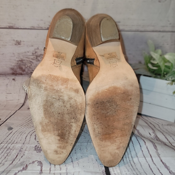 BOUTIQUE 58 Women's Western Tan Leather Calf Stud Embellished Heel Boot Size 9.5 - Picture 11 of 13